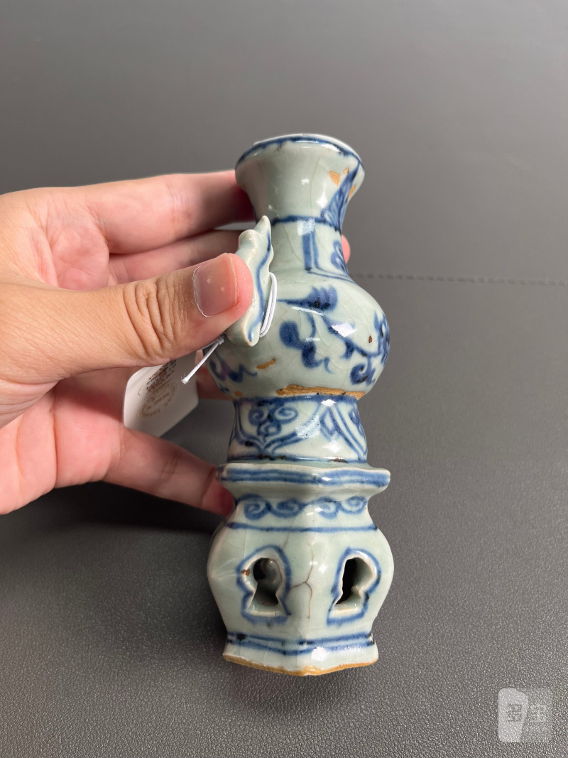 元  青花花卉纹双耳小尊 - 图6